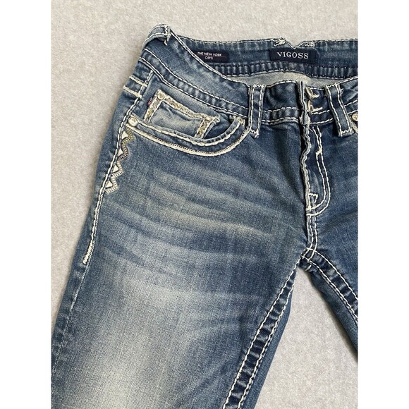 Vigoss Jeans Capri Bling Women's 27 Denim Blue New‎ York Capri Y2K Pants Gems - Picture 12 of 16